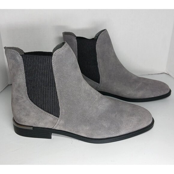 Nine West Womens 8M Agate Chelsea Ankle Boot Gray Suede Leather Bootie LKNW - Picture 2 of 10